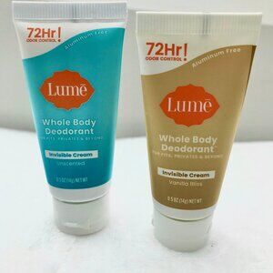 2 Lume 0.5 oz travel deodorant testers, Vanilla Bliss and Unscented New+Unopened